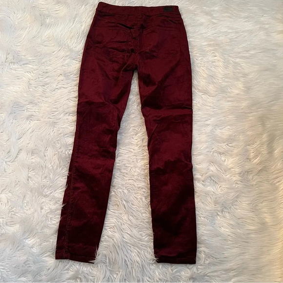 PAIGE Hoxton Ultra Skinny Velvet Corduroy Pants Dark Currant Women’s  27 - Picture 11 of 13